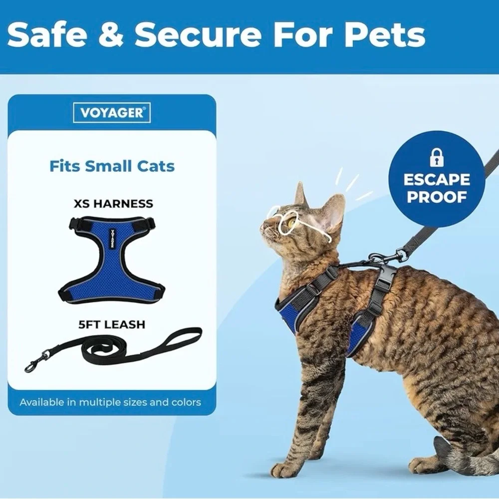 Comfortable Blue Cat Harness and Leash Set